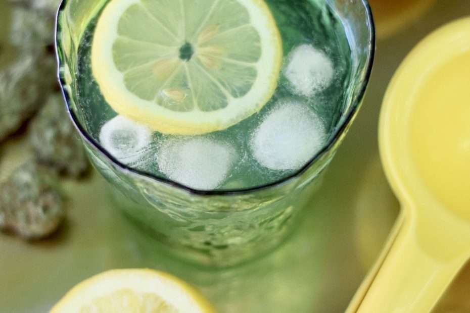 lemonade in a glass with lemon slices
